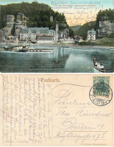 Elbe steamer "Bodenbach" in front of Herrnskretschen on January 4th, 1913