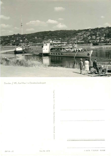 Elbe steamer MS "Karl-Marx" in front of Dresden Laubegast *1970 Hanich2178