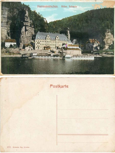 Elbe steamer "Schandau" in front of Herrnskretschen Bohemian Switzerland * around 1920