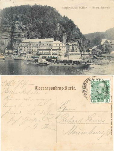 Elbe steamship "Karlsbad" in front of Herrnskretschen around 1909