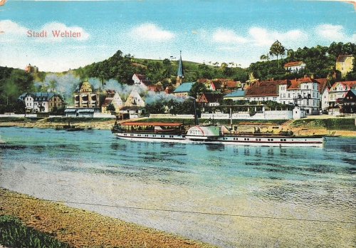 Elbdampfschiff "Wettin" vor Stadt Wehlen * um 1920
