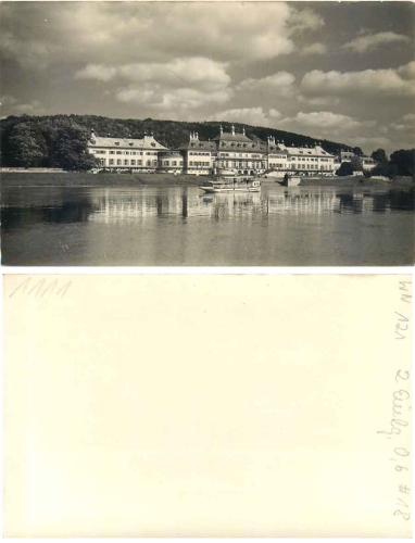 Pillnitz Dresden Elbe ferry in front of the castle Print template *1957