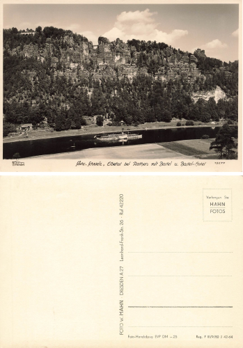 Sächsische Schweiz bei Rathen mit Bastei * 1964 ​​​​​​​Verlag Hahn-Foto13277
