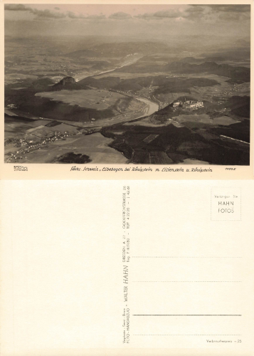 Sächsische Schweiz Elbebogen bei Königstein * 1950 ​​​​​​​Verlag Hahn-Foto10565