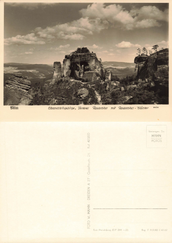 Elbsandsteingebirge Vorderes Raubschloss Wächter Kletterfelsen * 1962 ​​​​​​​Verlag Hahn-Foto2072