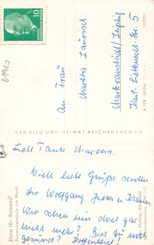 01920 Elstra Sachsen Postmeilensäule gebraucht um 1964