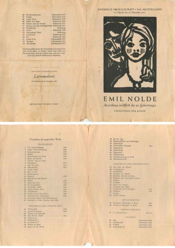 Emil Nolde Overbeck Society Directory of the 1947 exhibition 4 pages