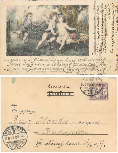 Engel Kuss Blumen Künstlerkarte o 6.3.1901