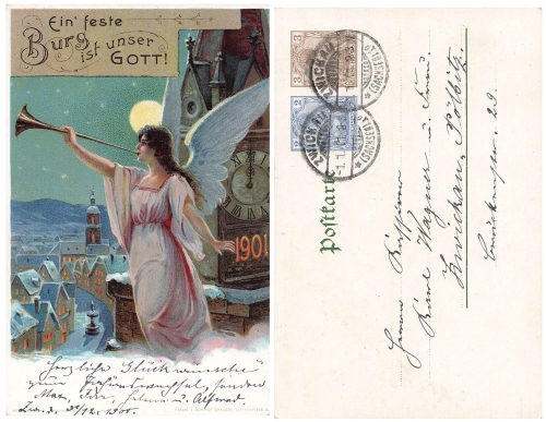 Engel mit Posaune Eine feste Burg ist unser Gott Privatganzsache PP18C2 1901