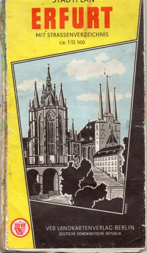Erfurt city map around 1970