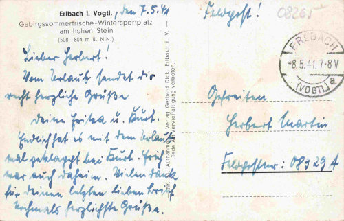 Erlbach Vogtland Totalansicht o 1941