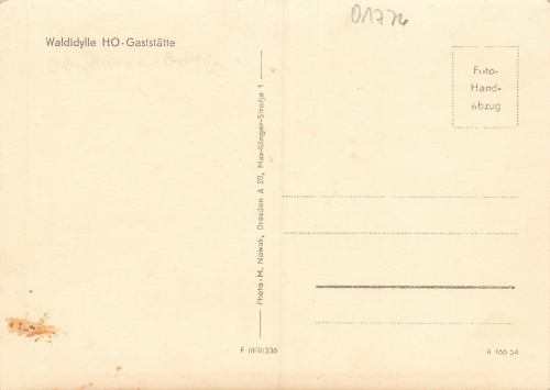 01773 Waldidylle Altenberg Erzgebirge Gaststaette * 1954
