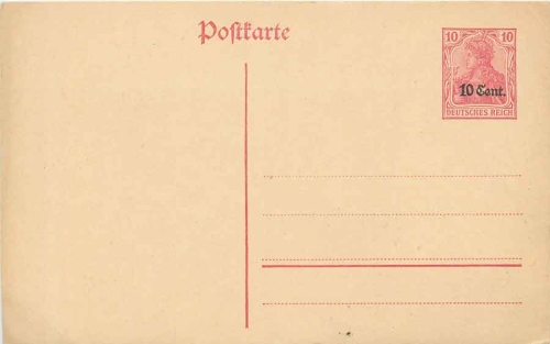 Stage area West postal stationery 10 cents. on 10 Pfennig Germania