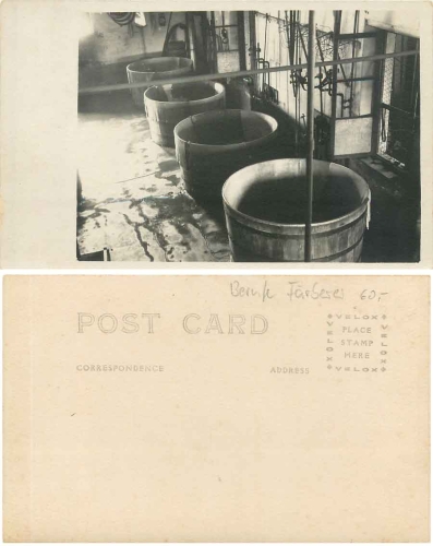 Färberei Wäscherei Farbbottiche Echtfotokarte * ca. 1910