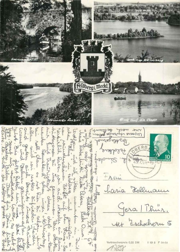 17258 Feldberg Mecklenburg Mehbildkarte o 25.7.1964