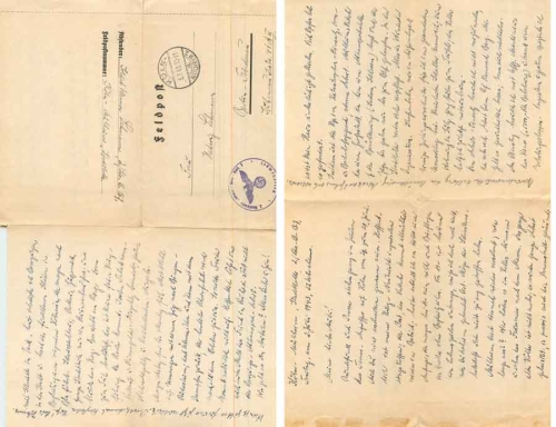 Feldpost II.WK 2. Kompanie Land Bau - Batl.7 Köln-Mülheim o 3.7.1943 Inhalt Bombardierung von Köln