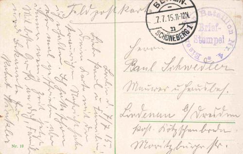 Berlin, Unter den Linden – Railway Battalion No. 4 (field post) – original vintage postcard, c. 1915