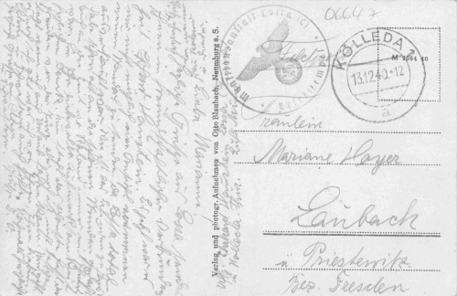 06647 Lossa multi-image card field postmark Munititonsanstalt o Kölleda1 1940