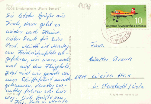 Ferch am Schwielowsee FDGB Erholungsheim Pierre Semard alte Ansichtskarte o 1973