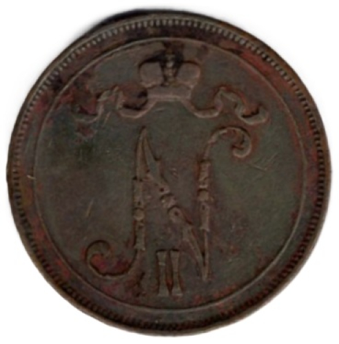 Finnland 10 Penniä 1907 Nikolaus II. von Russland