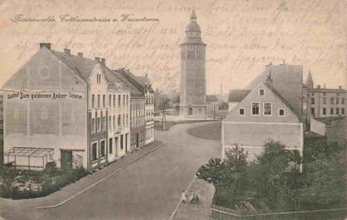 03238 Finsterwalde Cottbuserstrasse mit Wasserturm o 1911