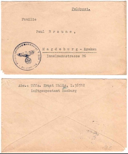 Fliegerhorstkommandantur E 2/IV Flugleitung Feldpost 2. WK Feldpostnummer L 38512