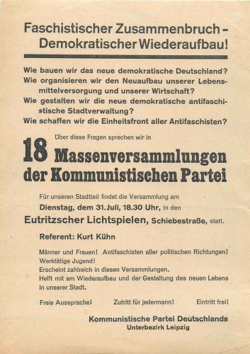 Leaflet of the Leipzig Communist Party, 1945