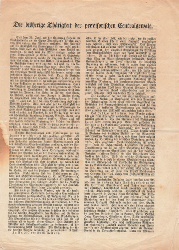 Leaflet on the Provisional Central Authority around 1848