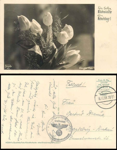 Airport area Erfurt Air News Company Feldpost 2. WW o silent stamp 18.12.1939