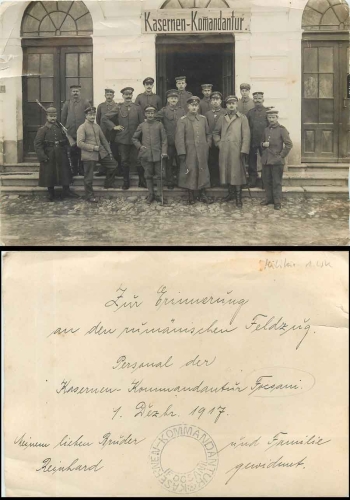Focsani Romania barracks headquarters 1917 real photo 170 x 120