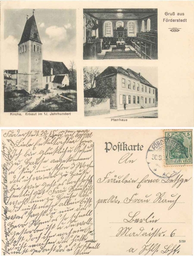 39443 Foerderstedt Pfarrhaus Kirche o 30.9.1915