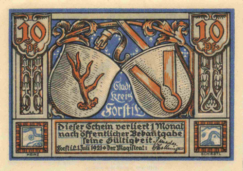 Forst Lausitz emergency money note, 1921
