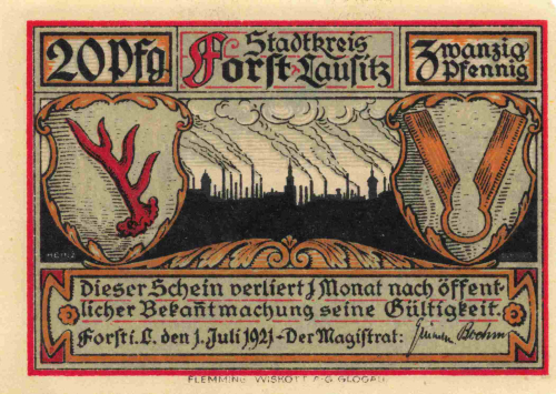 Forst Lausitz emergency money note, 1921