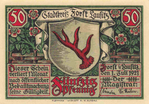 Forst Lausitz emergency money note, 1921