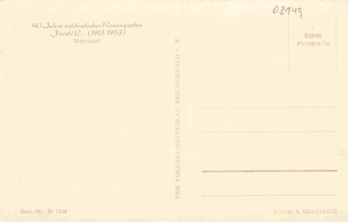 Forst (Lausitz), Wehrinsel: 40 Years of the East German Rose Garden * 1953