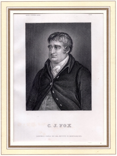 Fox Charles James British politician original steel engraving around 1850