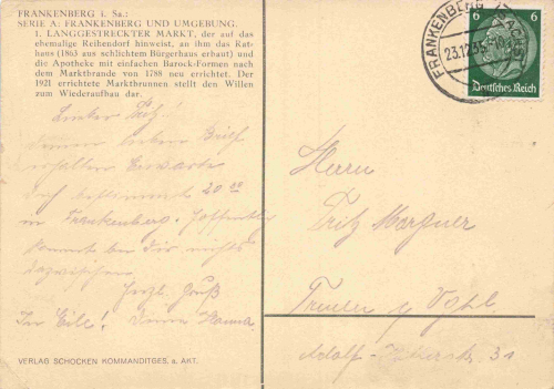 Frankenberg Sachsen Markt o 1935
