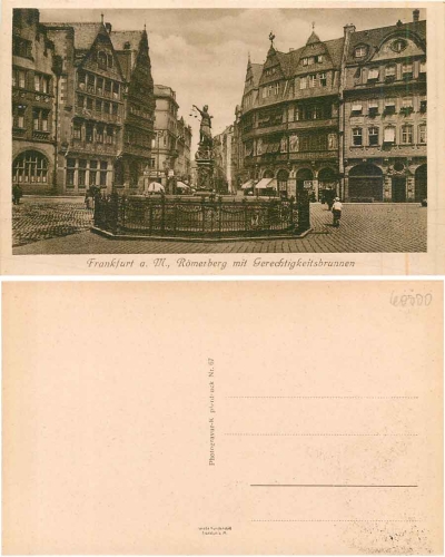 Frankfurt Main Roemerberg mit Gerechtingkeitsbrunnen * ca. 1925