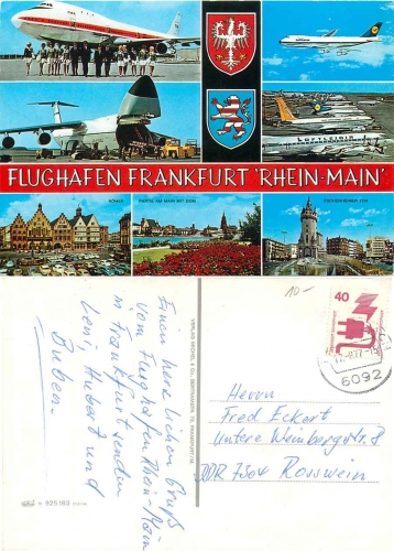Frankfurt Rhein-Main Flughafen FlugzeugTWA und Loftleidir o 17.8.1977