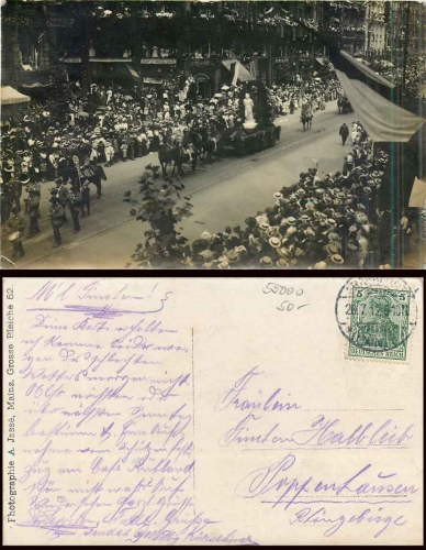 Frankfurt Main rifle parade at Cafe Ruhland real photo card o July 20, 1912