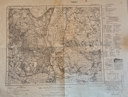 Frankfurt Oder and surrounding area map around 1937 edition F