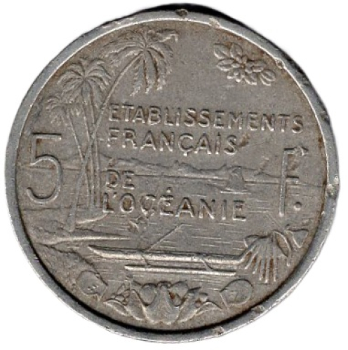Französisch Ozeanien 5 Francs 1952 Sitzende Minerva mit Fackel der Weisheit