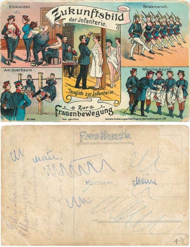Women's movement Future image of the infantry Litho around 1905