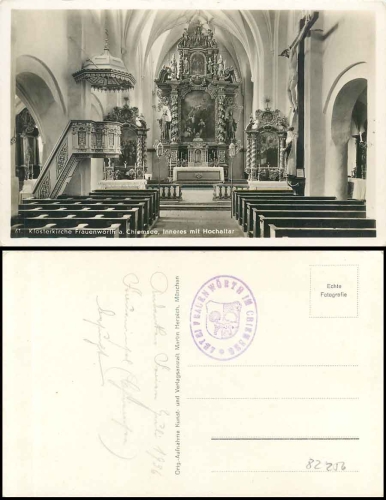 Frauenwörth am Chiemsee Klosterkirche, Inneres mit Hochaltar, gebr. 1936