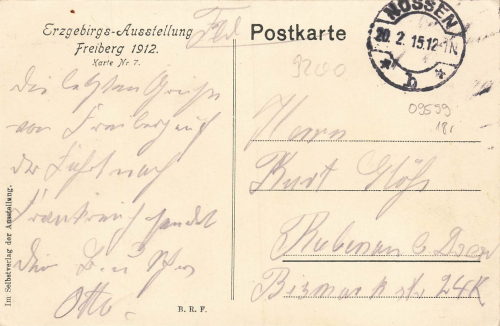 09599 Freiberg Erzgebirge exhibition festival hall o February 20, 1915