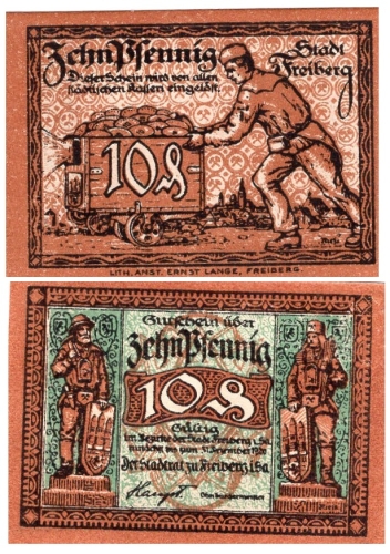 Freiberg Saxony 10 Pfennig emergency money 1920 mining
