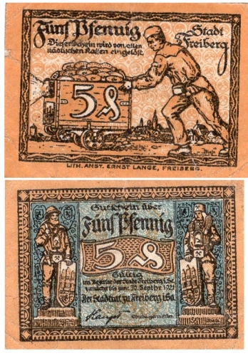 Freiberg Saxony 5 Pfennig emergency money 1920 mining