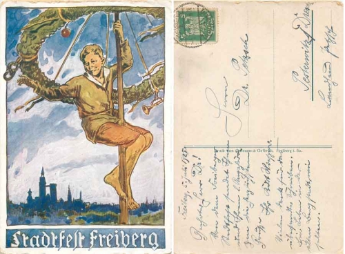 09599 Freiberg Saxony city festival artist card G. Hoffmann o 5.7.1925