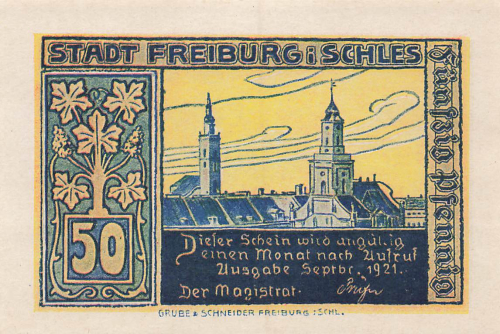 Freiburg Schlesien Świebodzice Notgeldschein 1921
