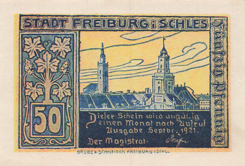 Freiburg Schlesien Świebodzice Notgeldschein 1921